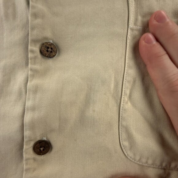 Tommy Bahama Herringbone XL All Silk Camp Short Sleeve Loop Beige Shirt Vacation - Picture 14 of 16